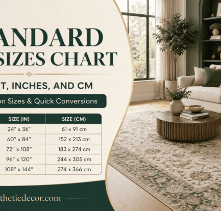 Standard Rug Sizes Chart in Feet, Inches, and CM