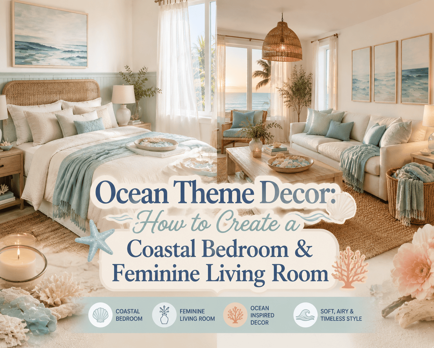 Ocean Theme Decor: How to Create a Coastal Bedroom & Feminine Living Room