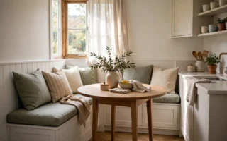 Kitchen dining nook with built in bench seating and table